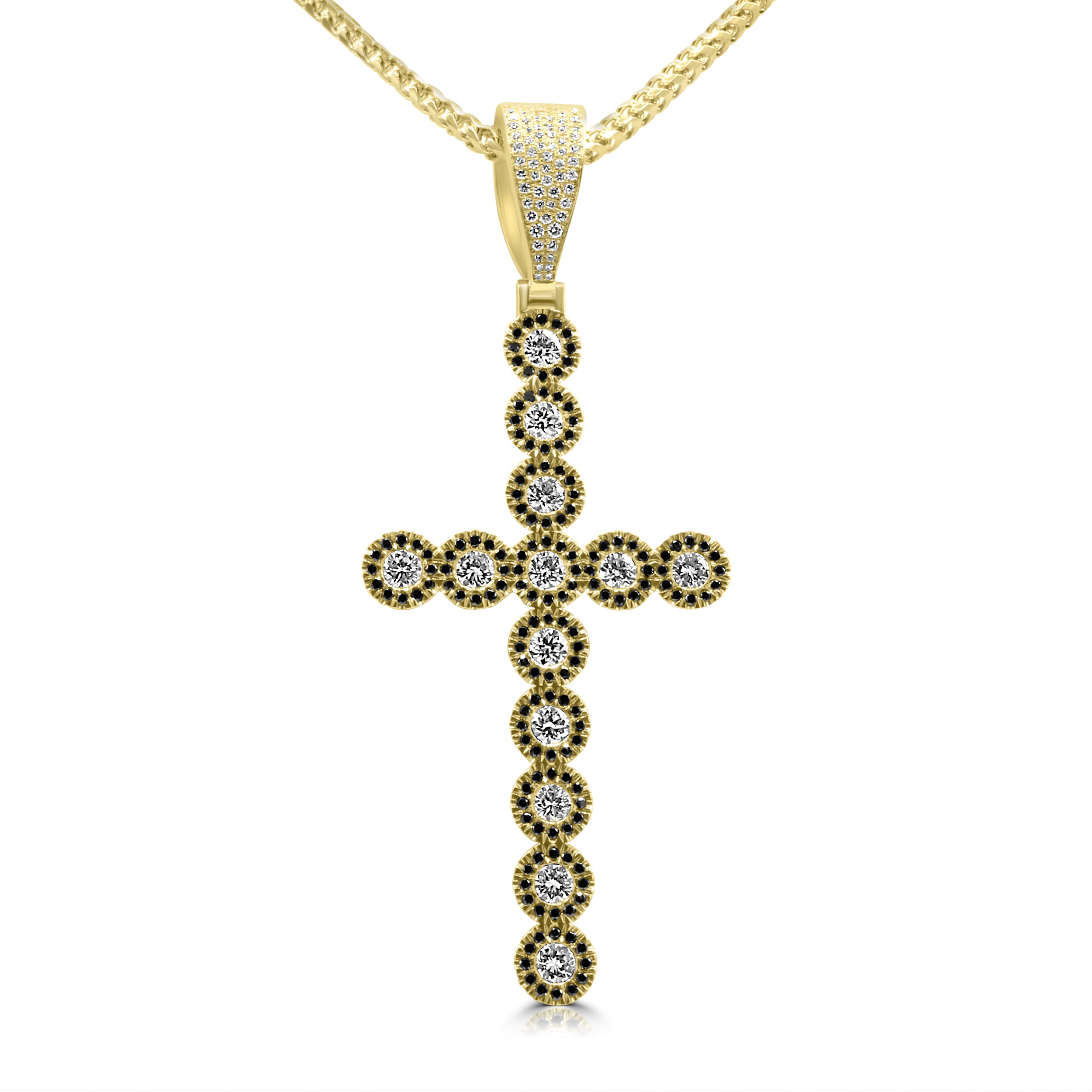 cross made of diamonds with black and yellow halo