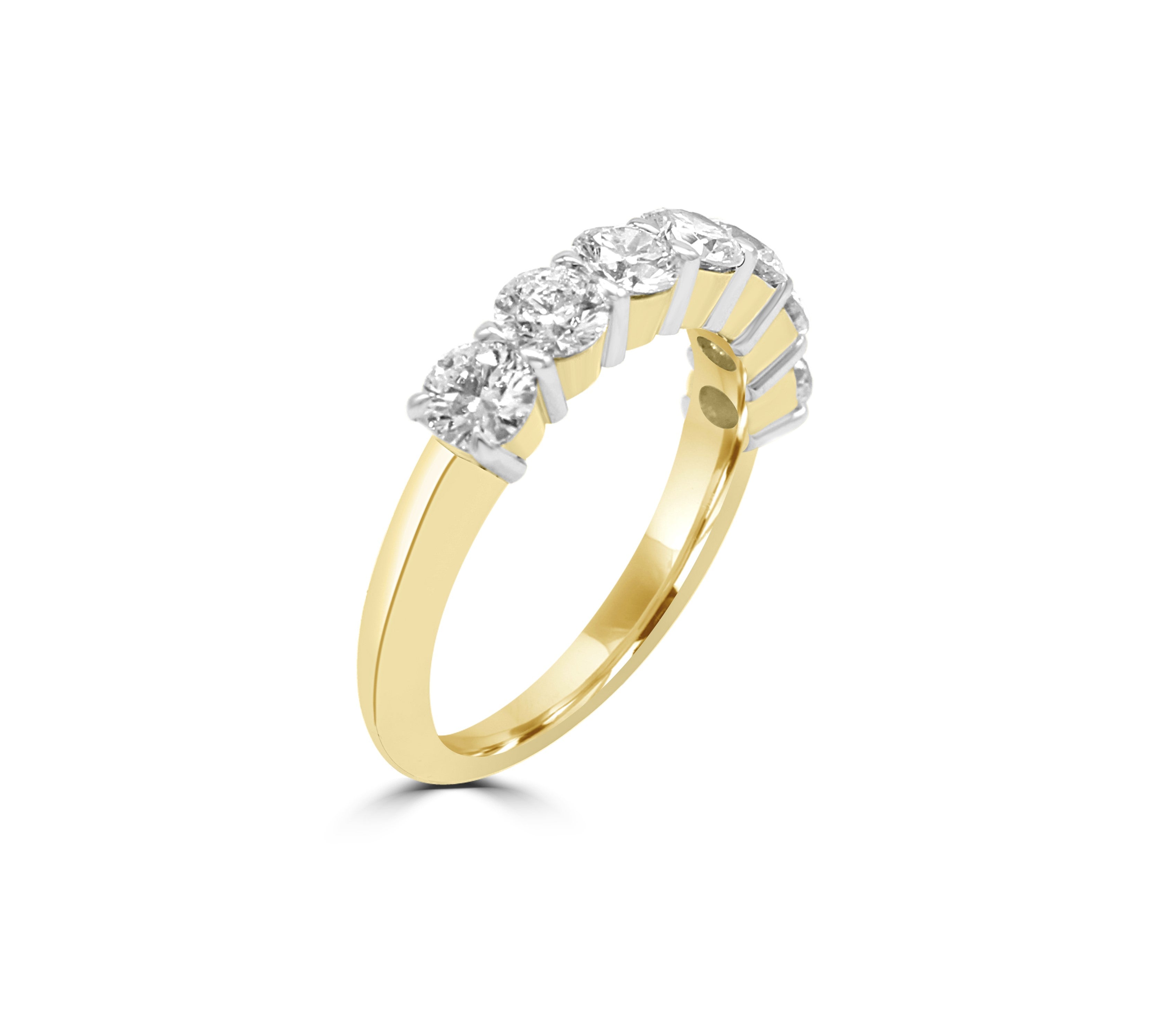Two-tone seven stone diamond ring