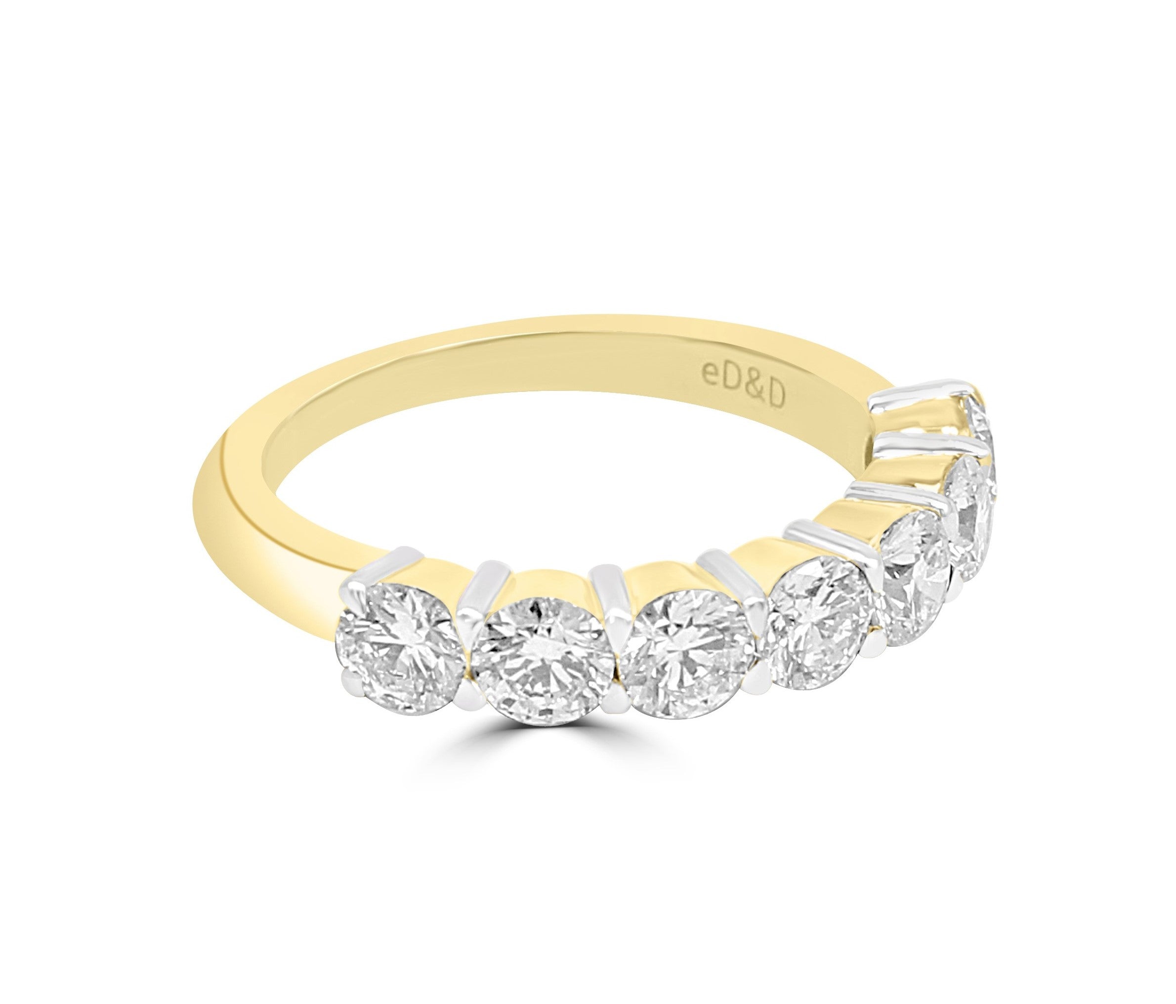 Two-tone seven stone diamond ring