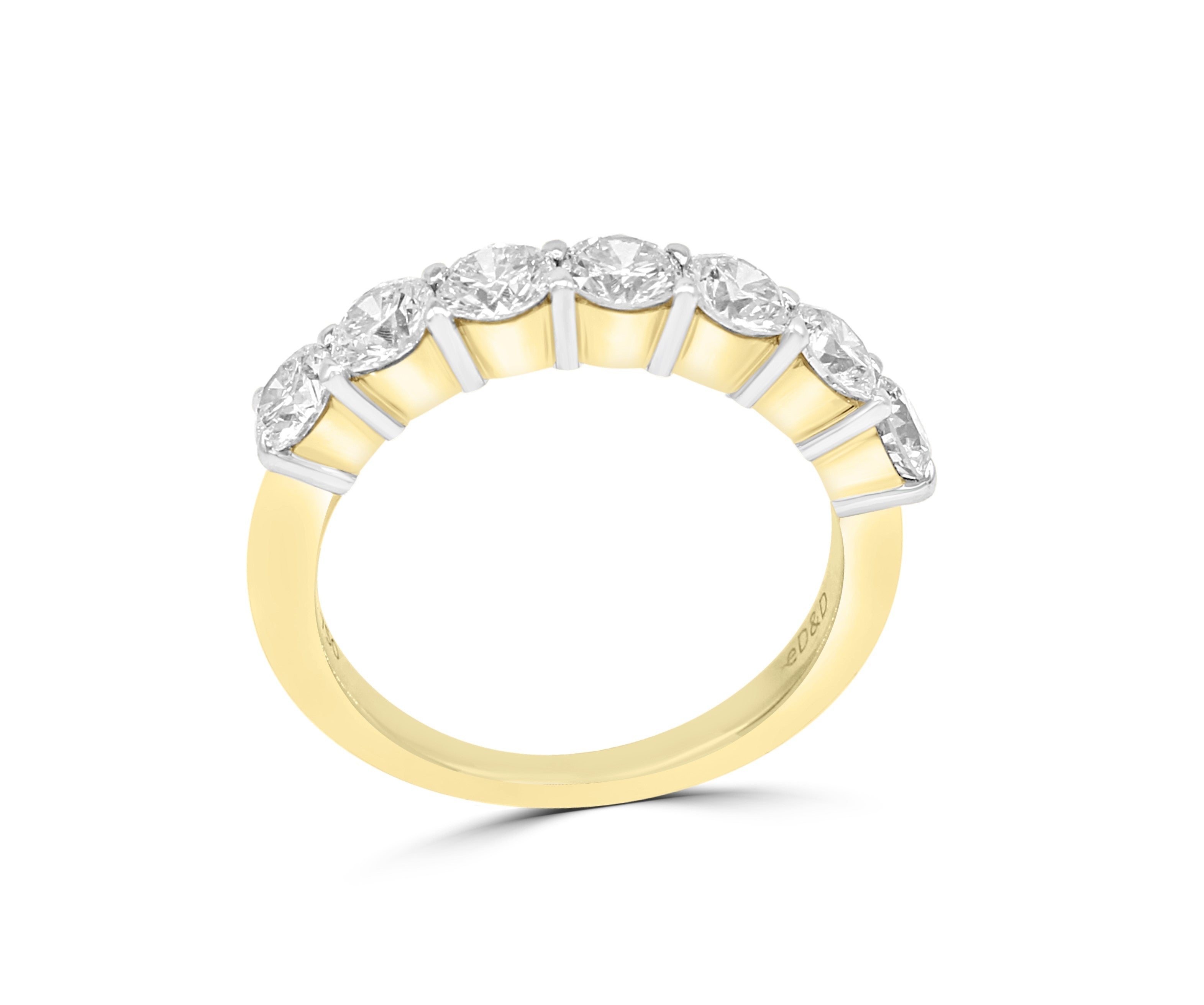 Two-tone seven stone diamond ring