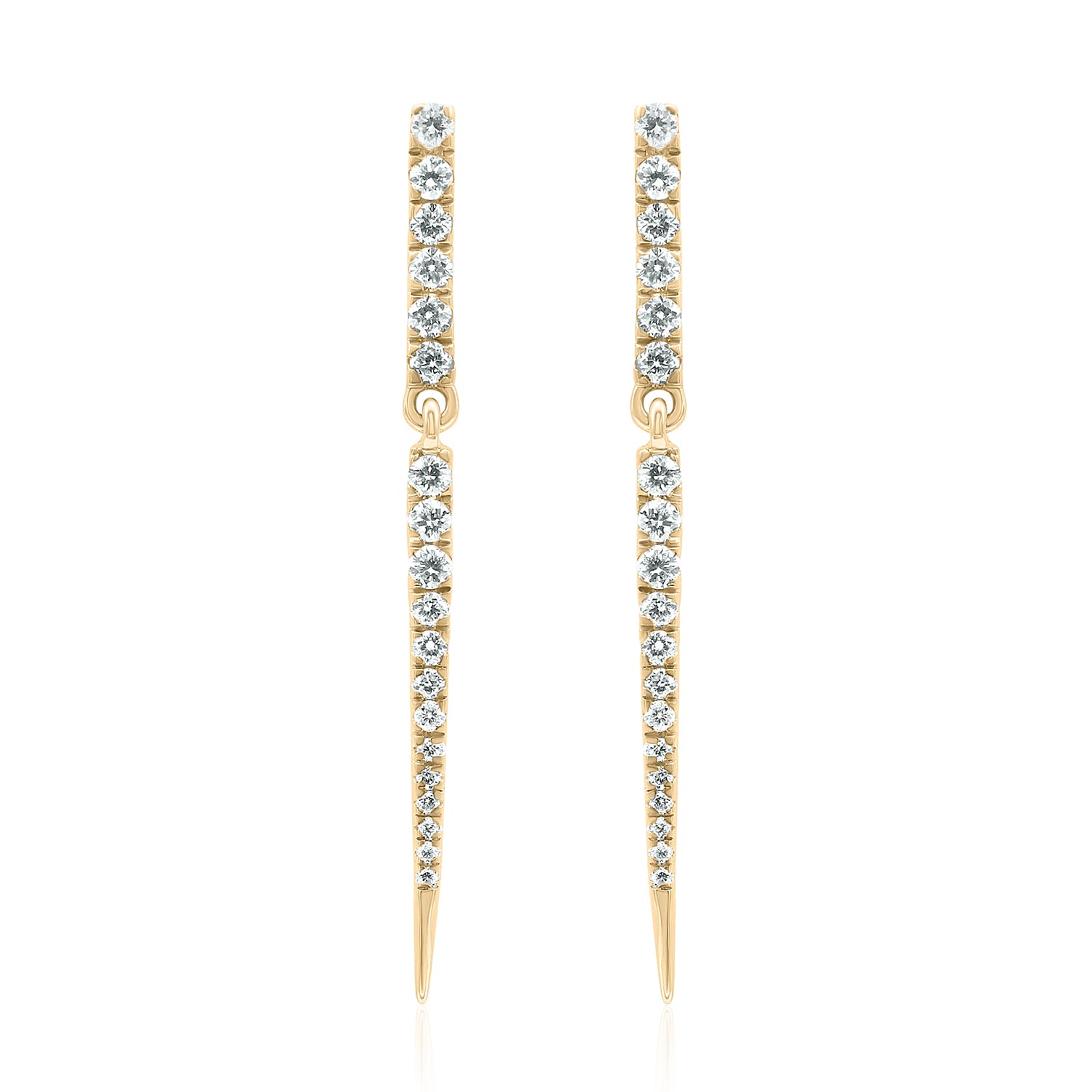 diamond hanging earrings yellow gold