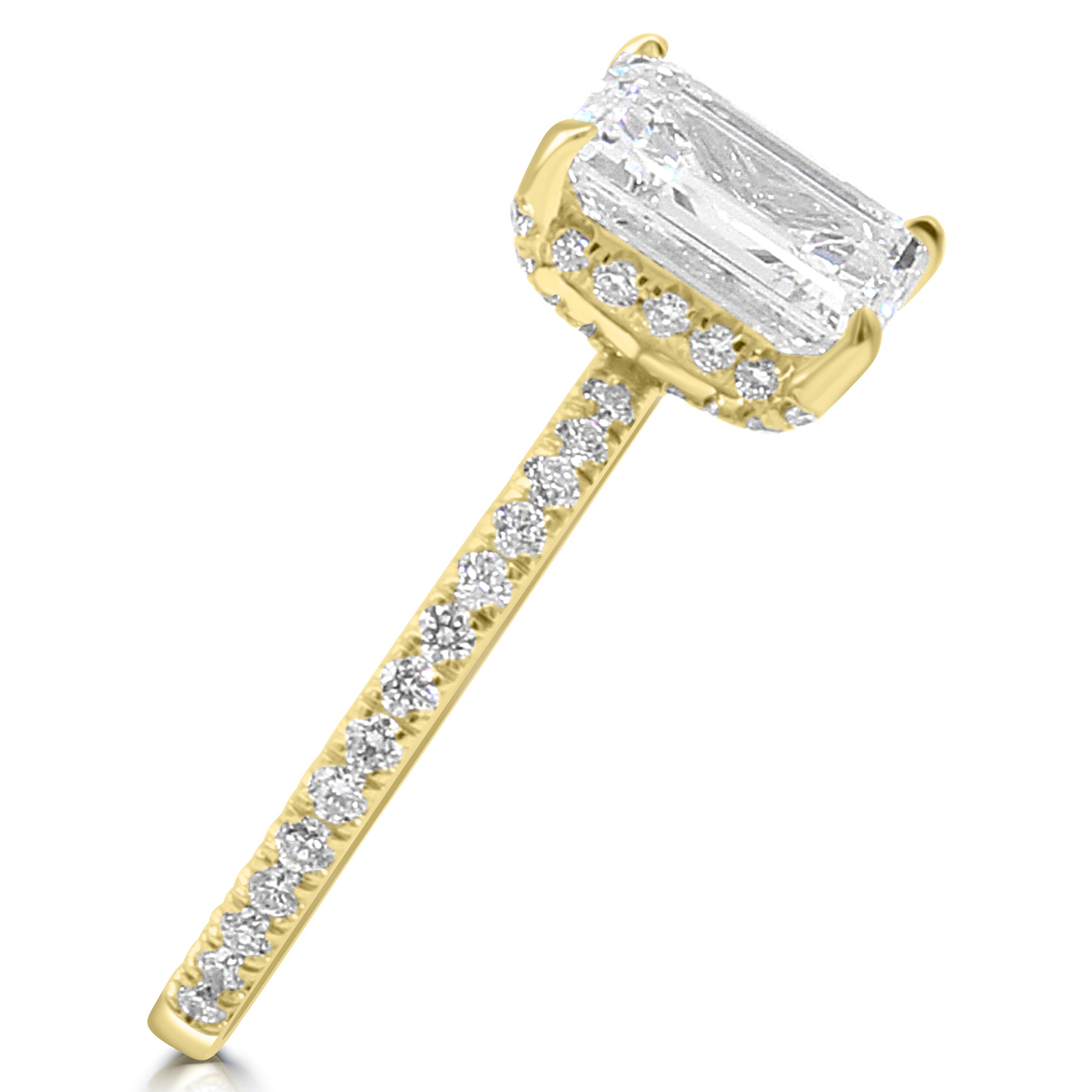 Emerald-Cut Hidden Halo Pavé Shank