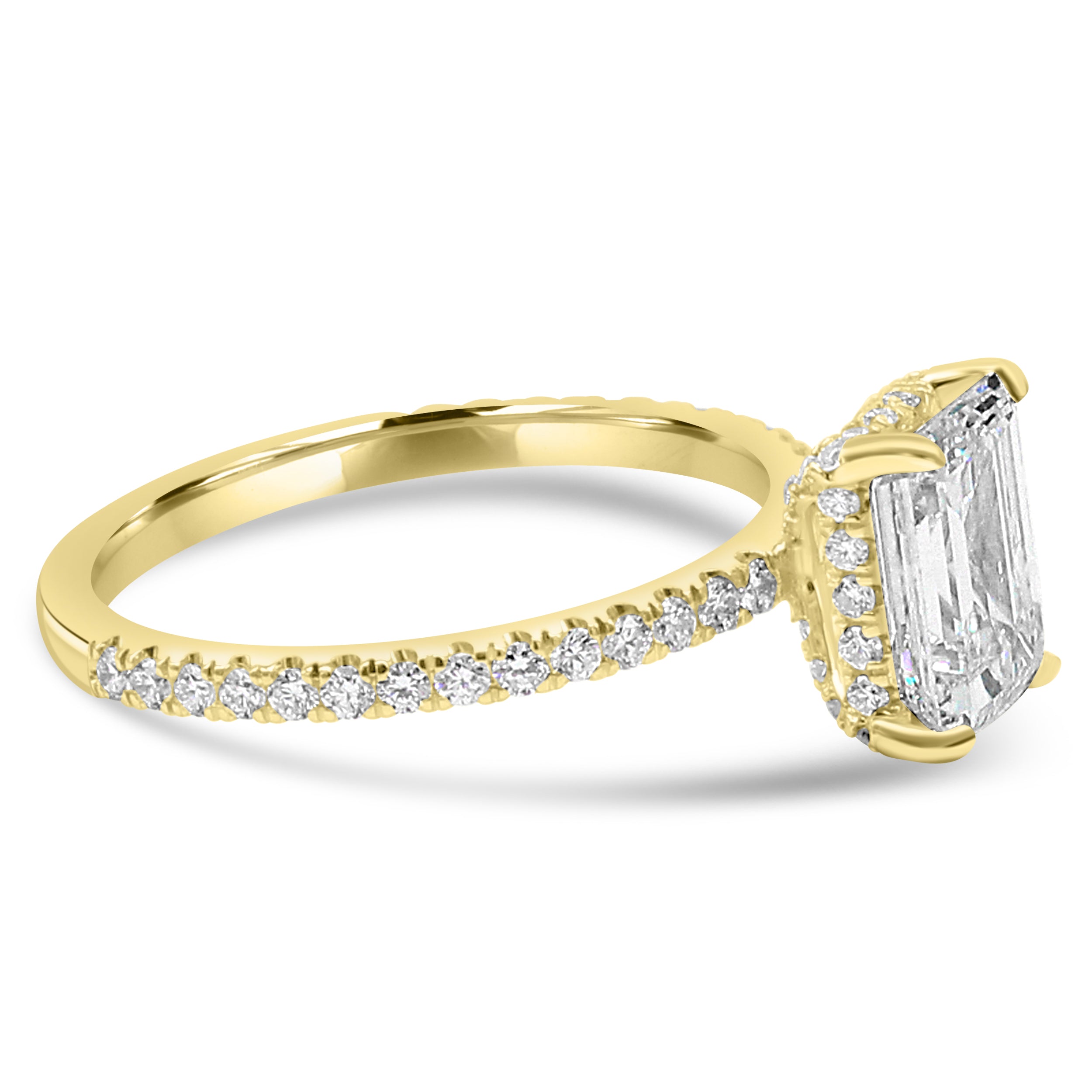 Emerald-Cut Hidden Halo Pavé Shank