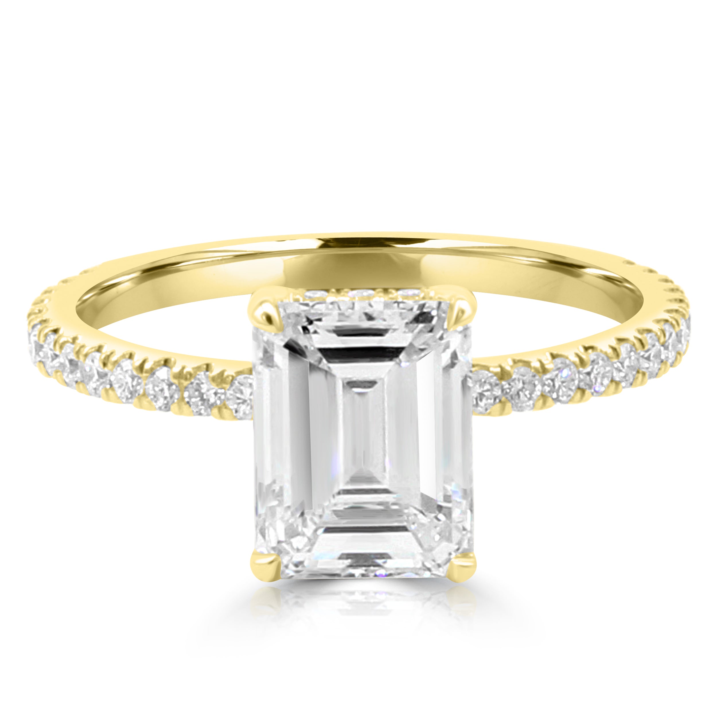 Emerald-Cut Hidden Halo Pavé Shank