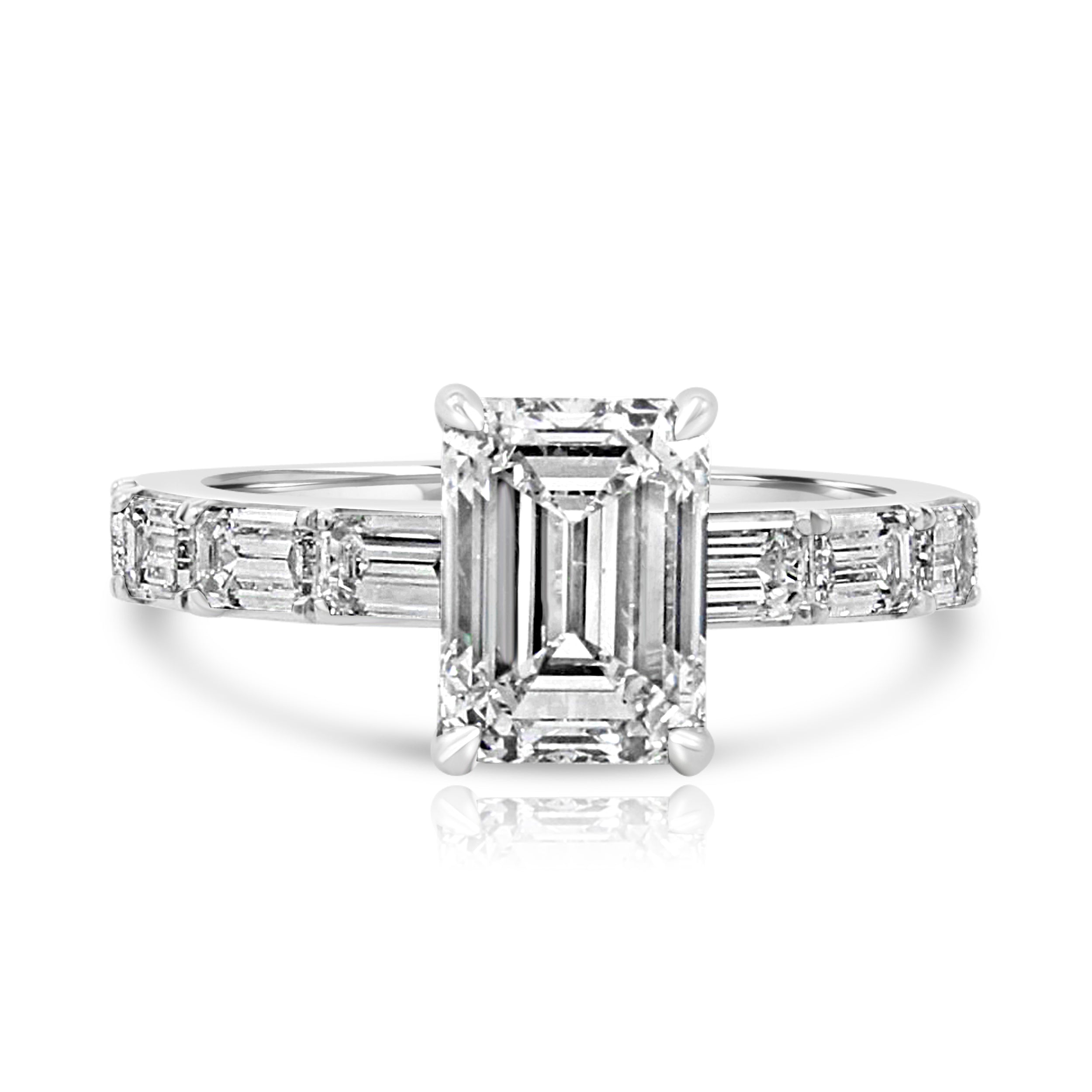 Emerald Cut Engagement Ring with Emerald Shank