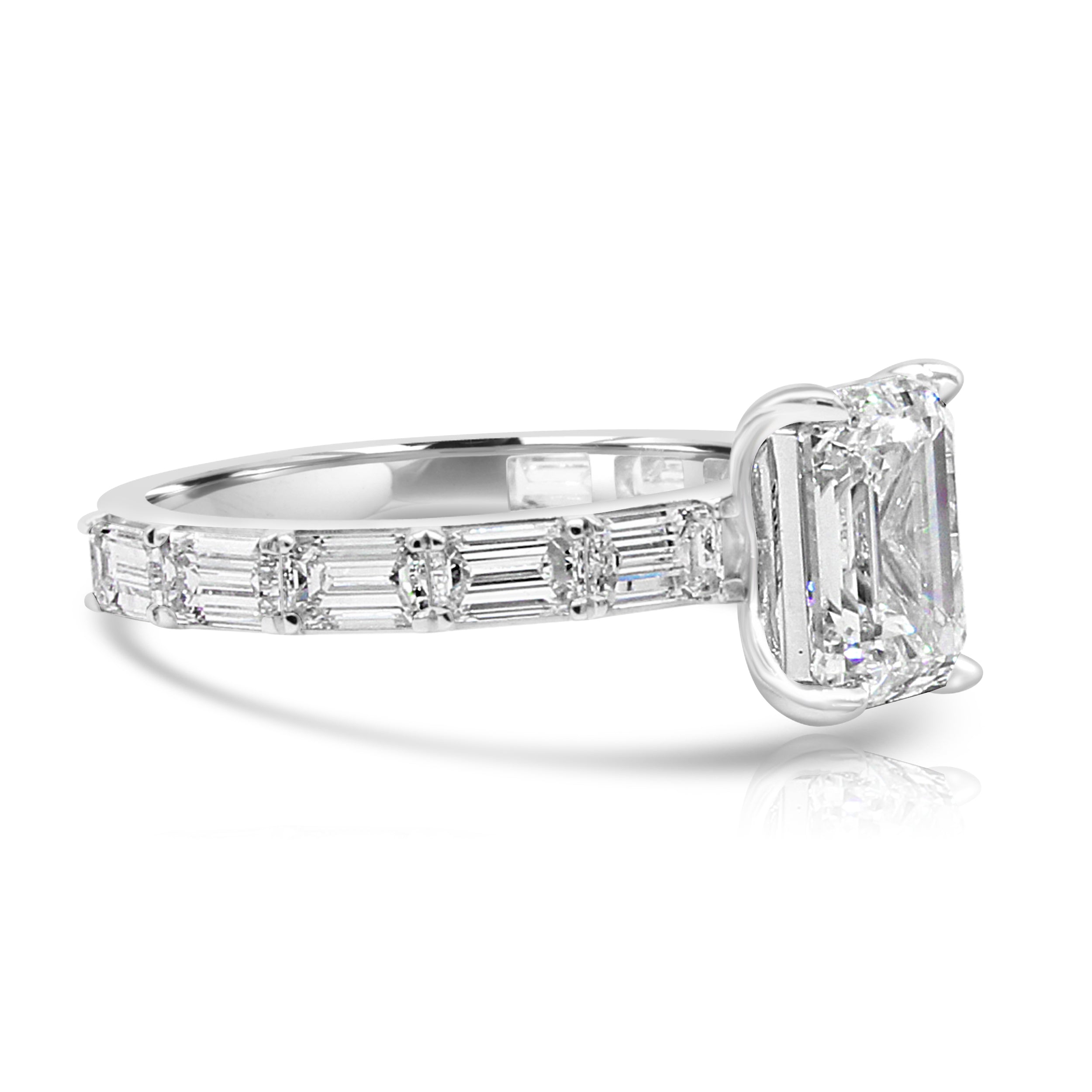 Emerald Cut Engagement Ring with Emerald Shank