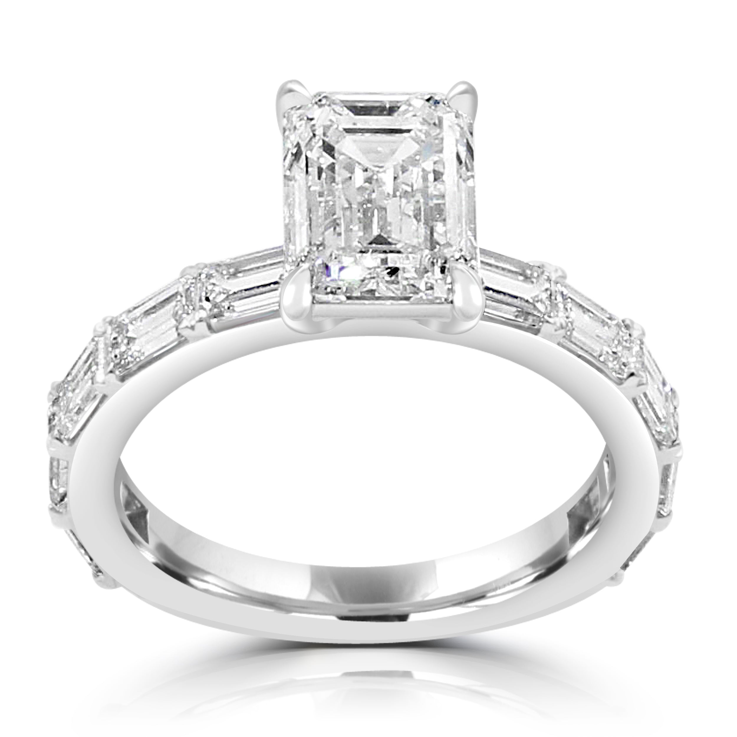 Emerald Cut Engagement Ring with Emerald Shank