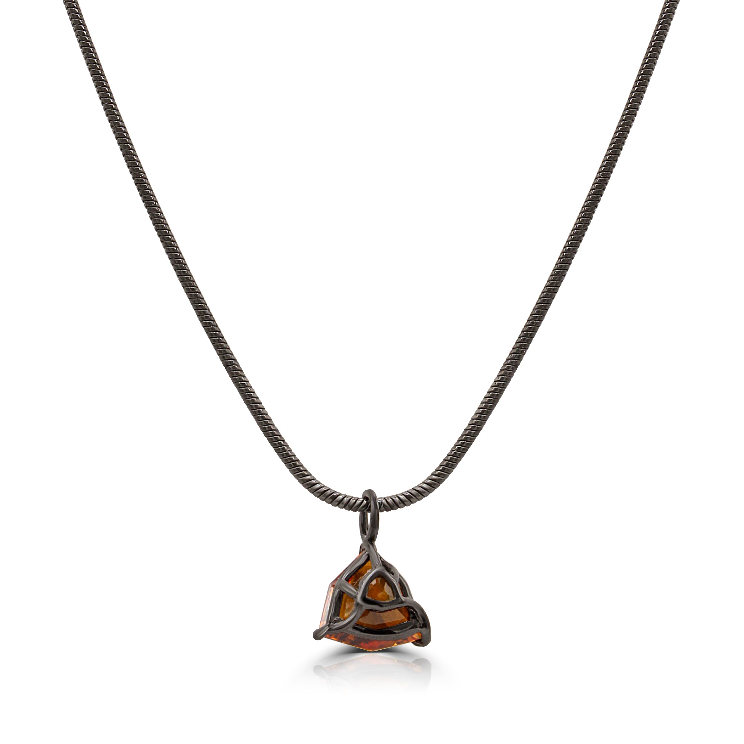 Citrine Orange Shield with Black Ceramic Chain