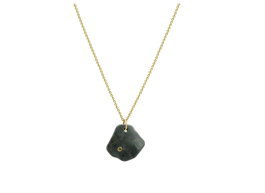 diamond embedded in stone necklace