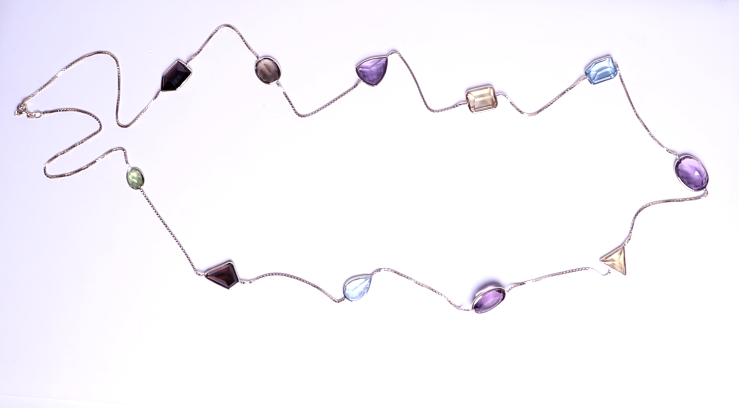 Mixed Colored Gems Long Necklace