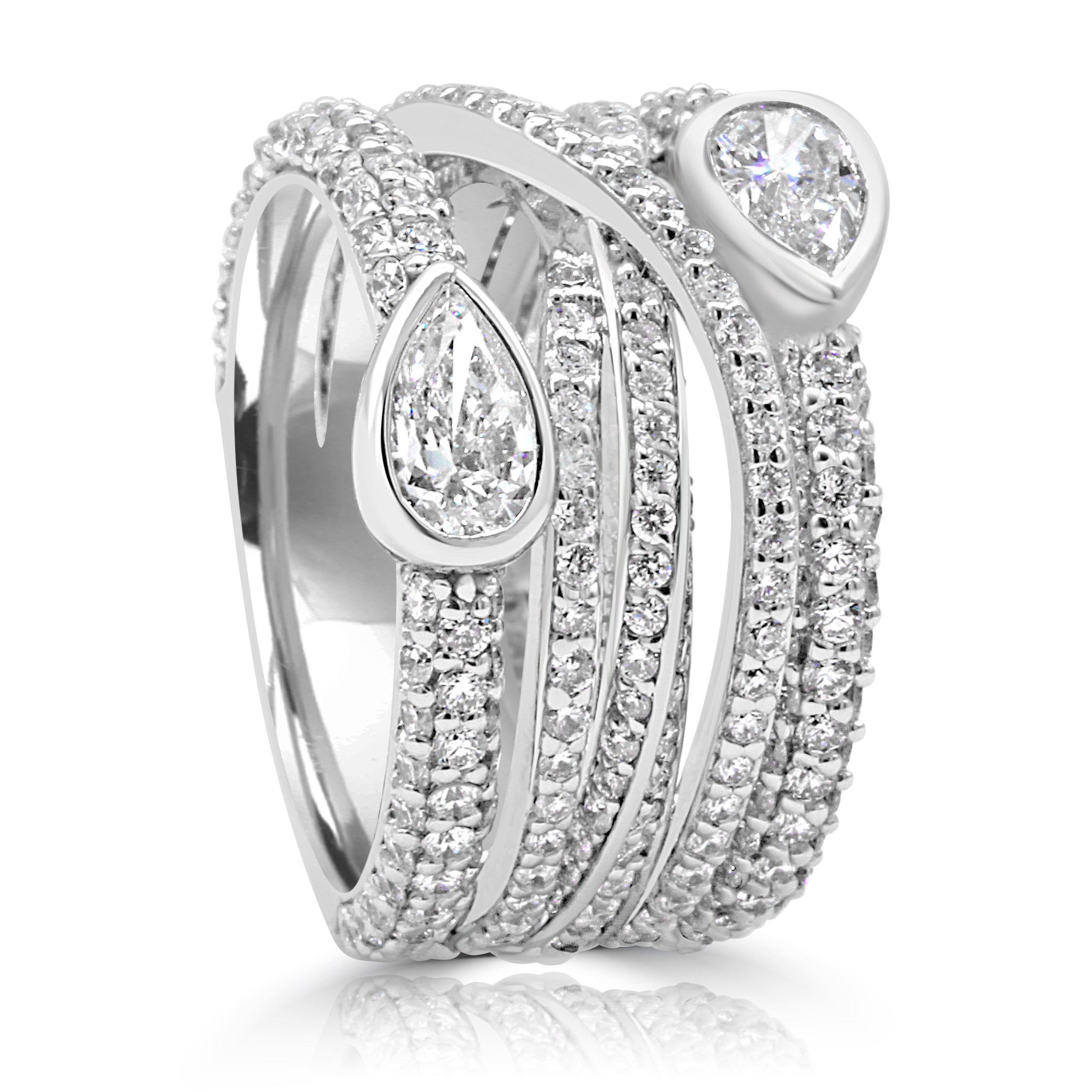 Pear Shape Intricate Diamond Weave Ring