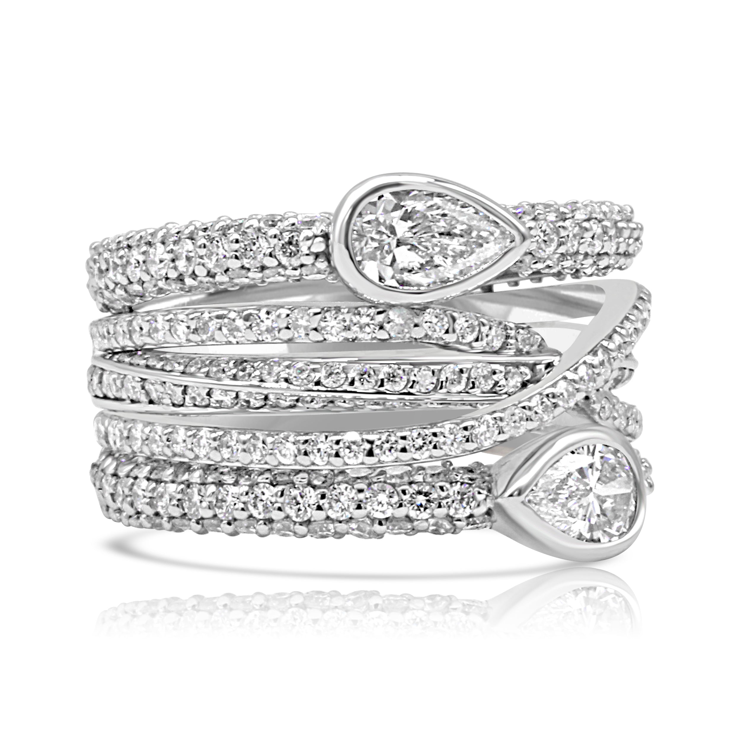 Pear Shape Intricate Diamond Weave Ring