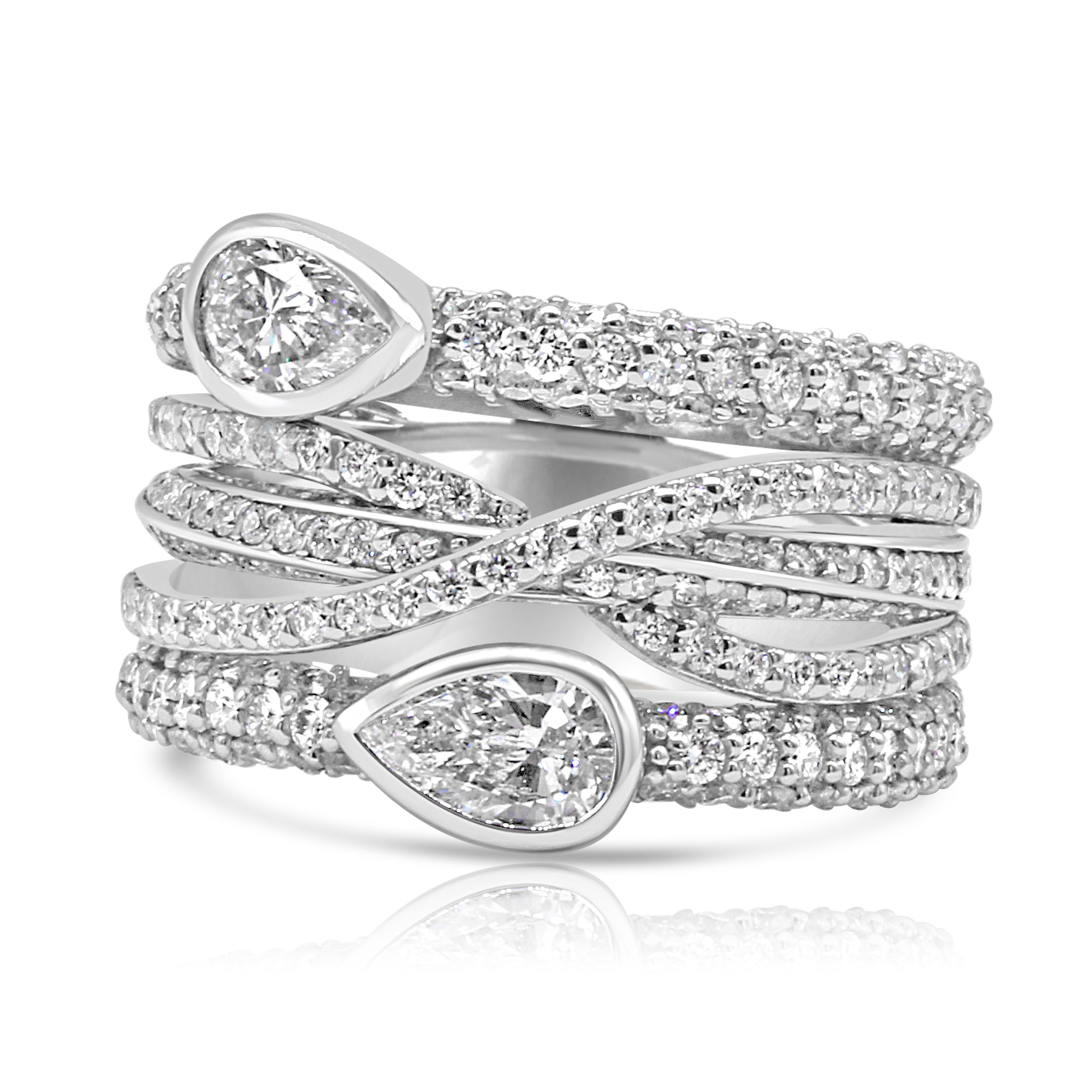 Pear Shape Intricate Diamond Weave Ring
