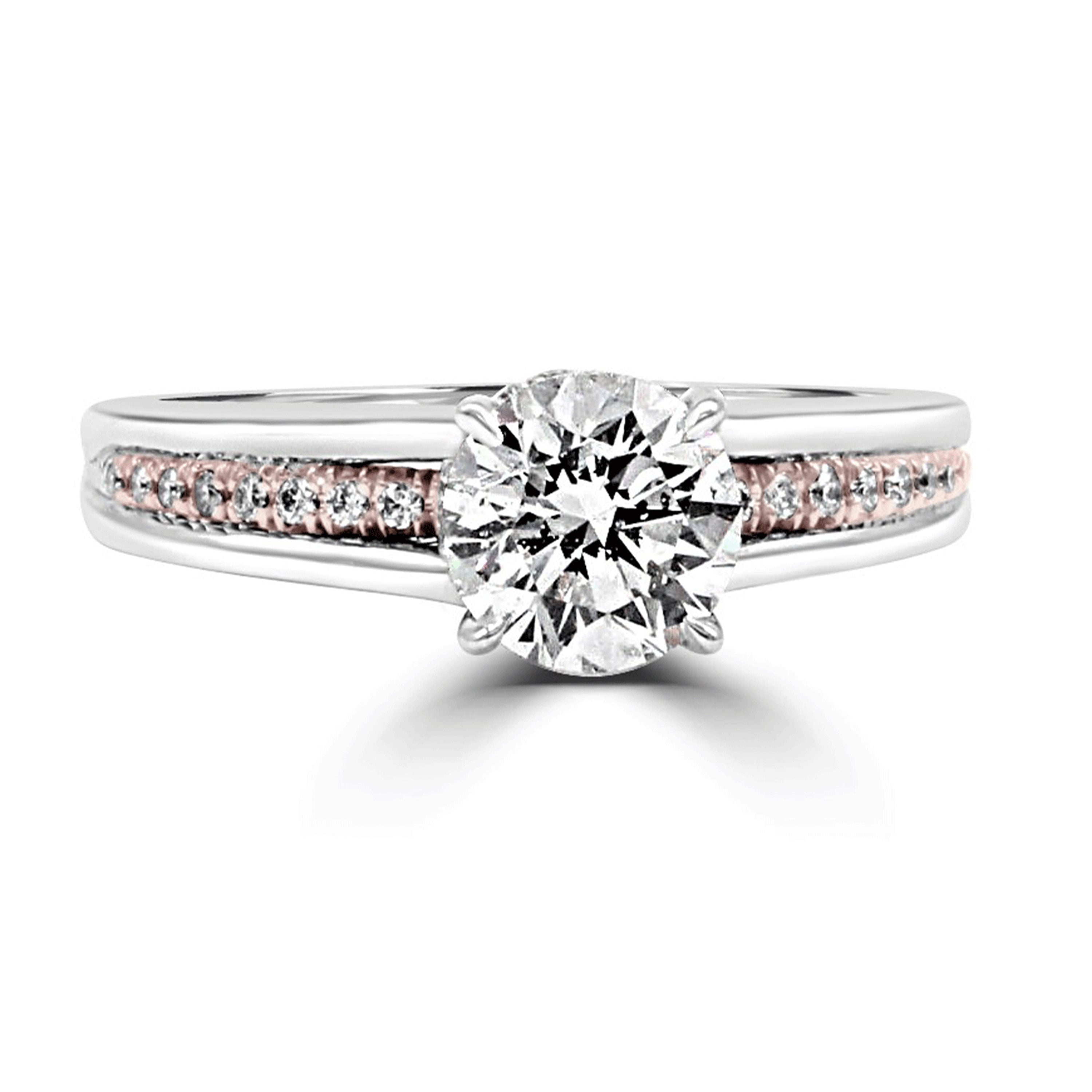 Two-tone gold with diamonds at varying heights, emphasizing the center at the top.