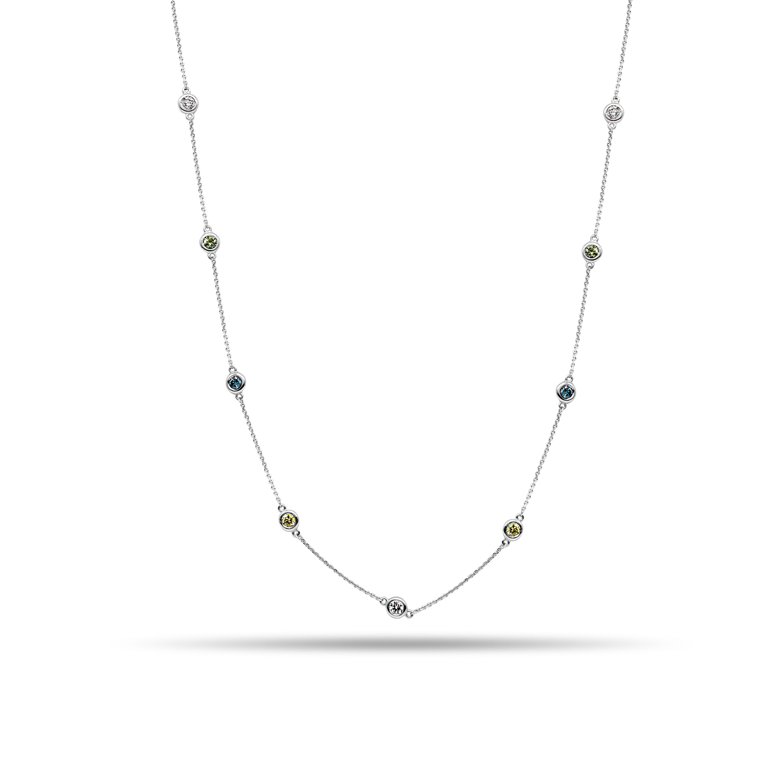 colored Sapphires & sapphire alternating diamonds by the yard necklace