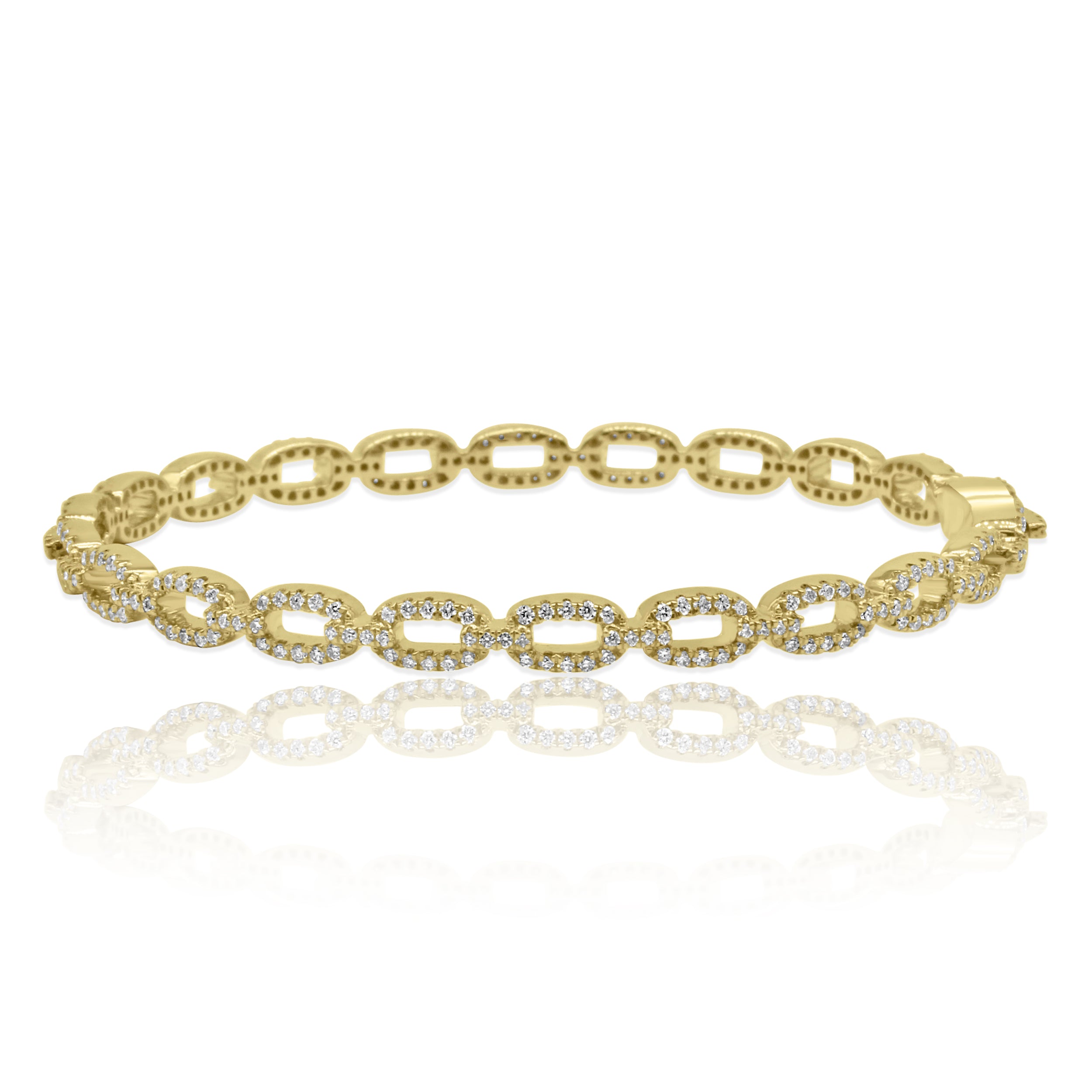 Gold Bangle with Diamond Pave link