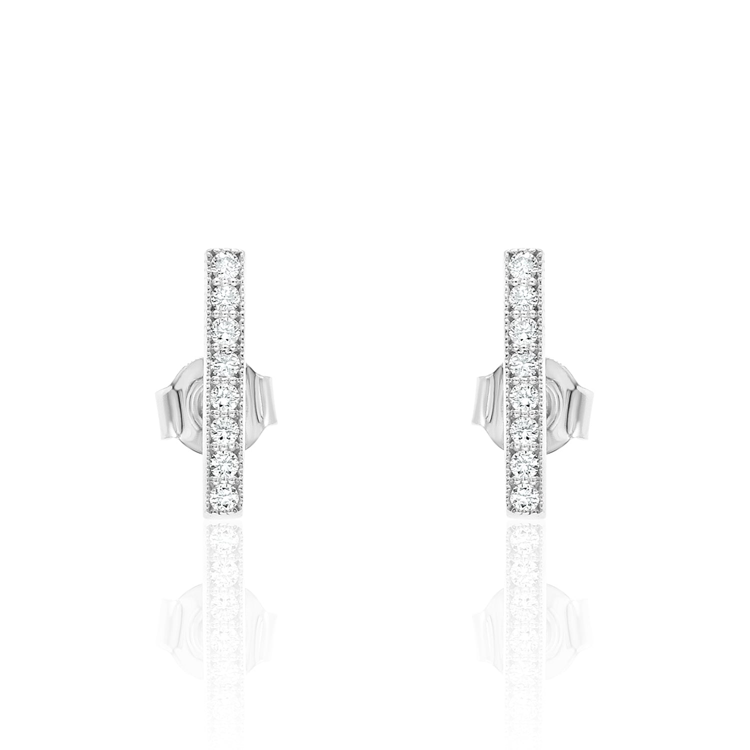 gold diamond bar earrings