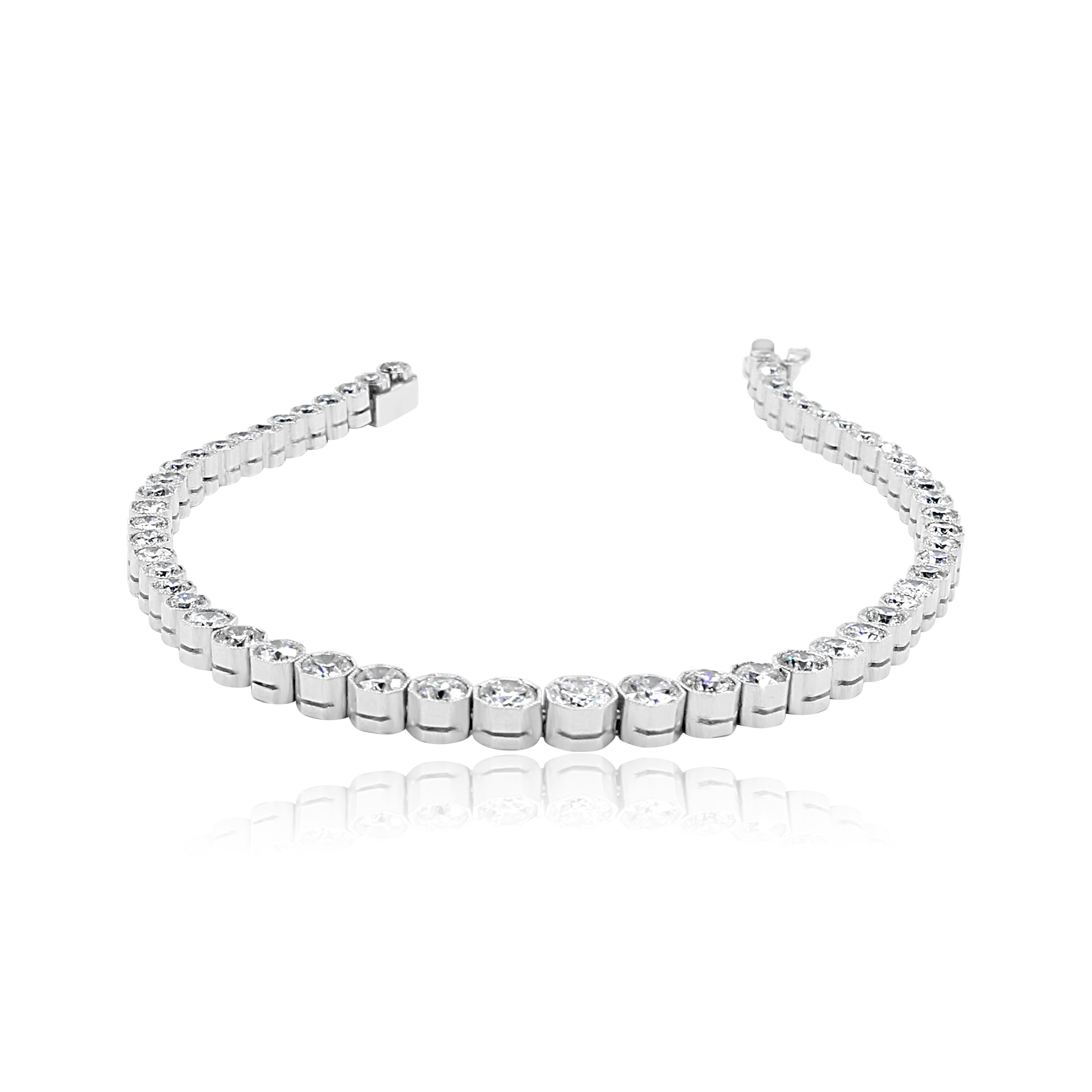 round diamonds set in a Hexagon shape platinum bracelet