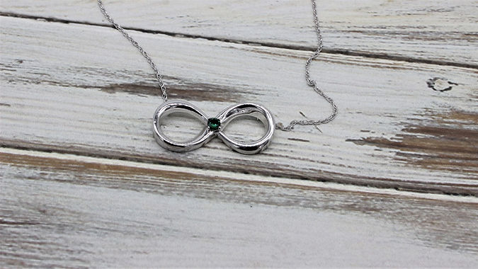 custom infinity necklace with gem stone or diamond