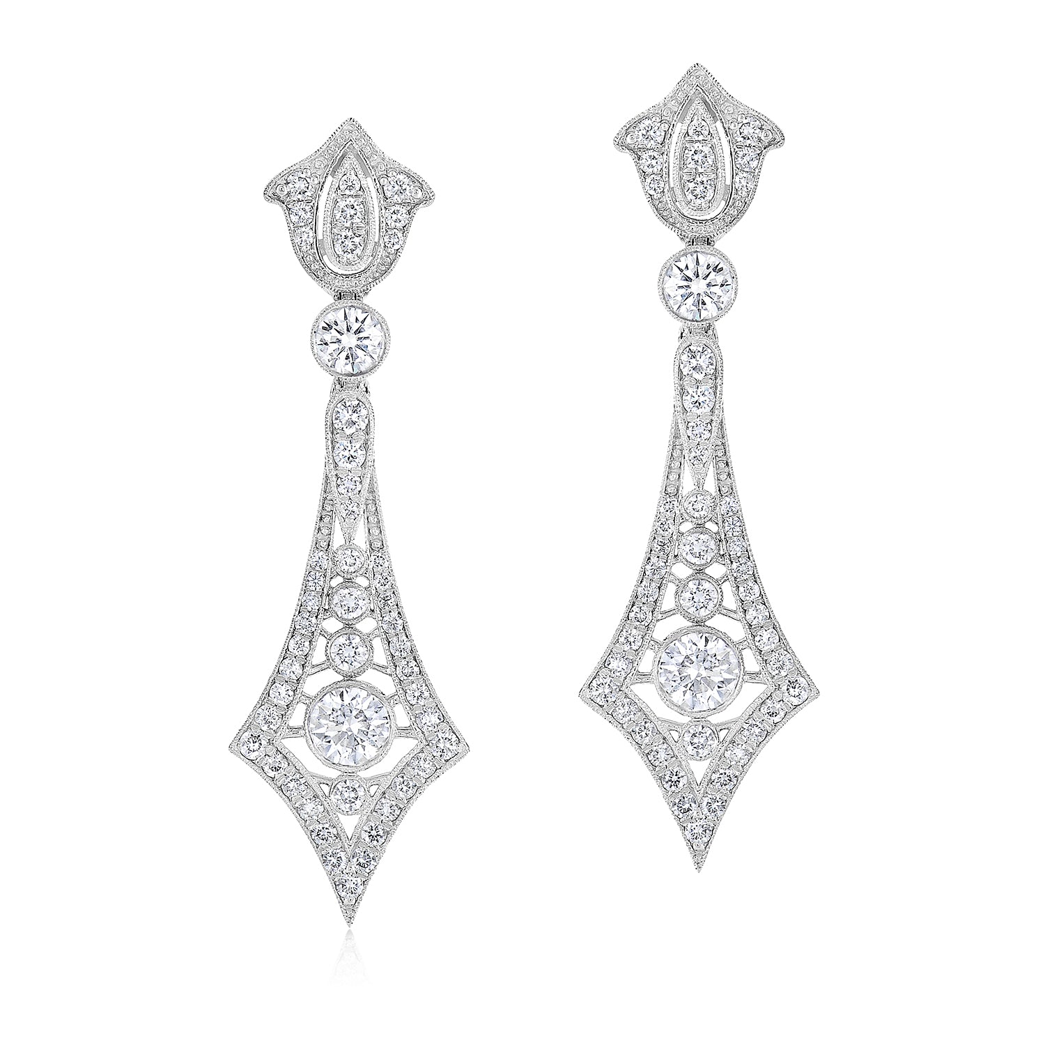 necktie shaped diamond earrings