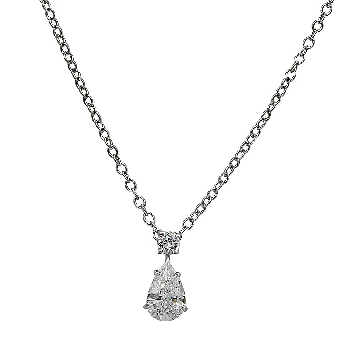 pear shape diamond pendent under one brilliant diamond