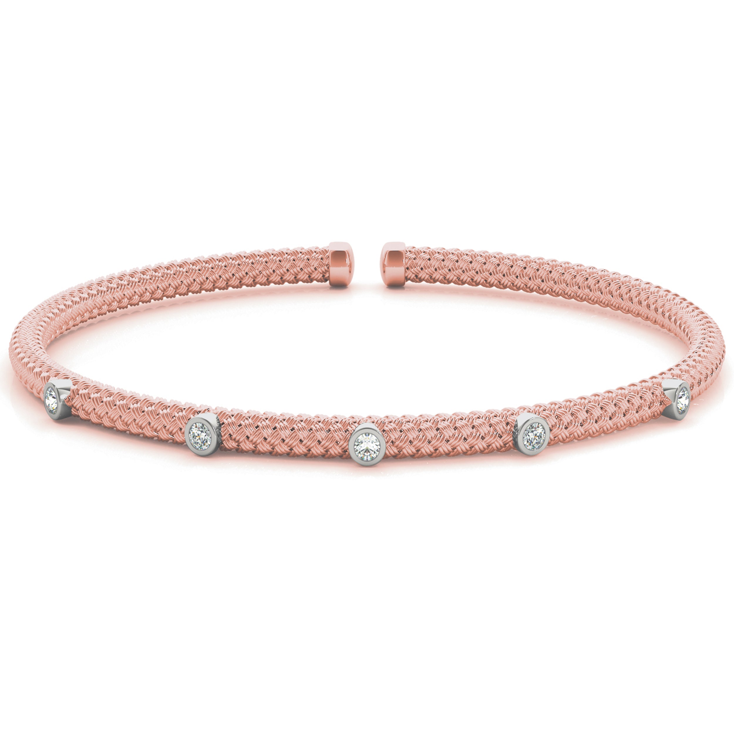 Italian Made Mesh Bangle with Diamonds