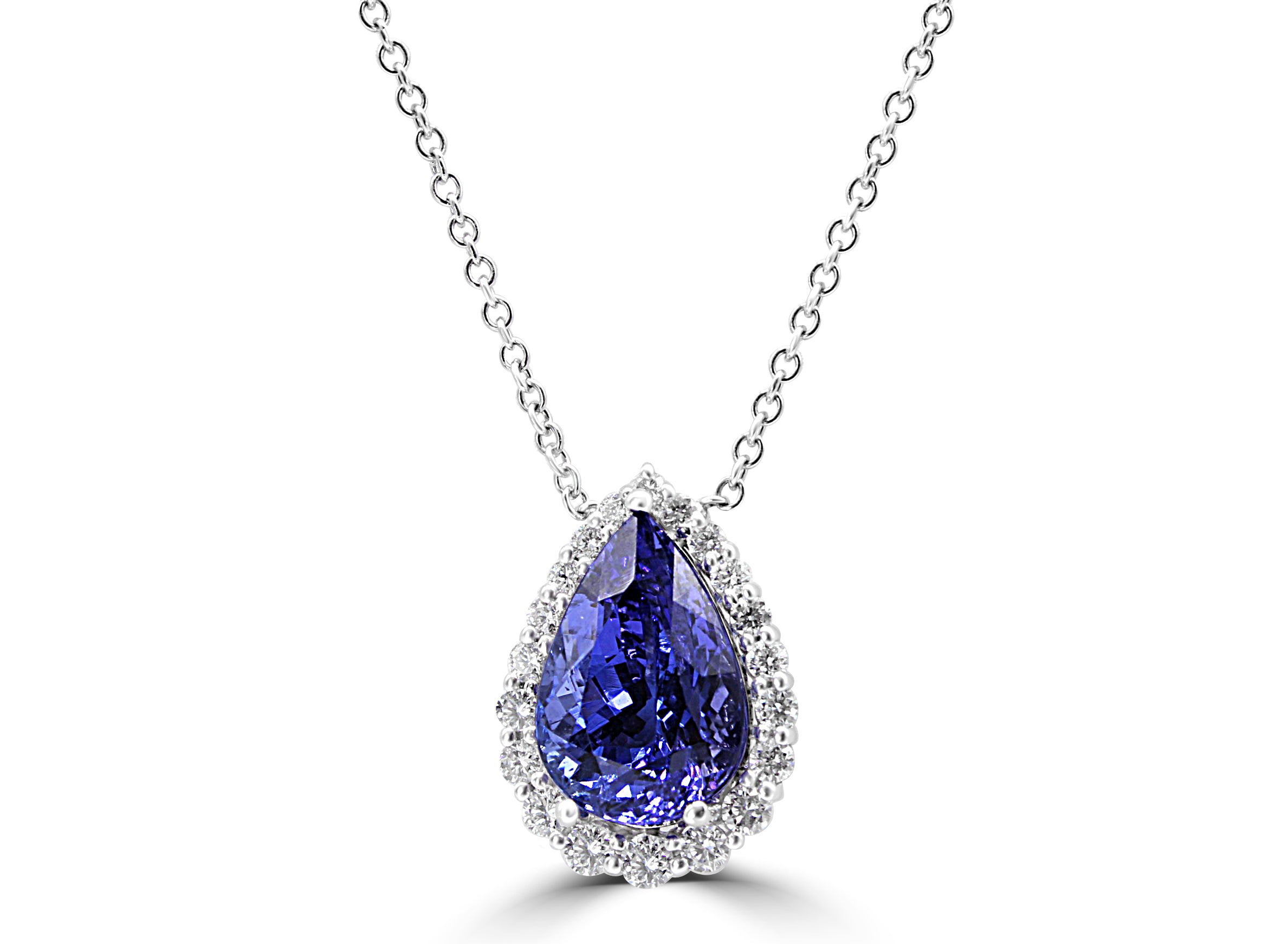 Pear-Shaped Blue Sapphire Pave Necklace