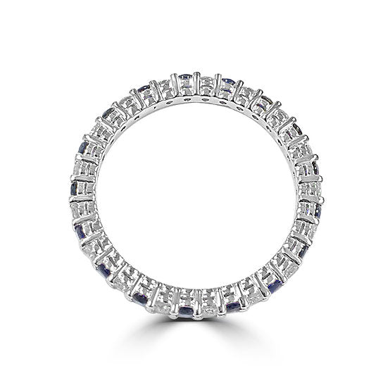 diamond and blue sapphire eternity band