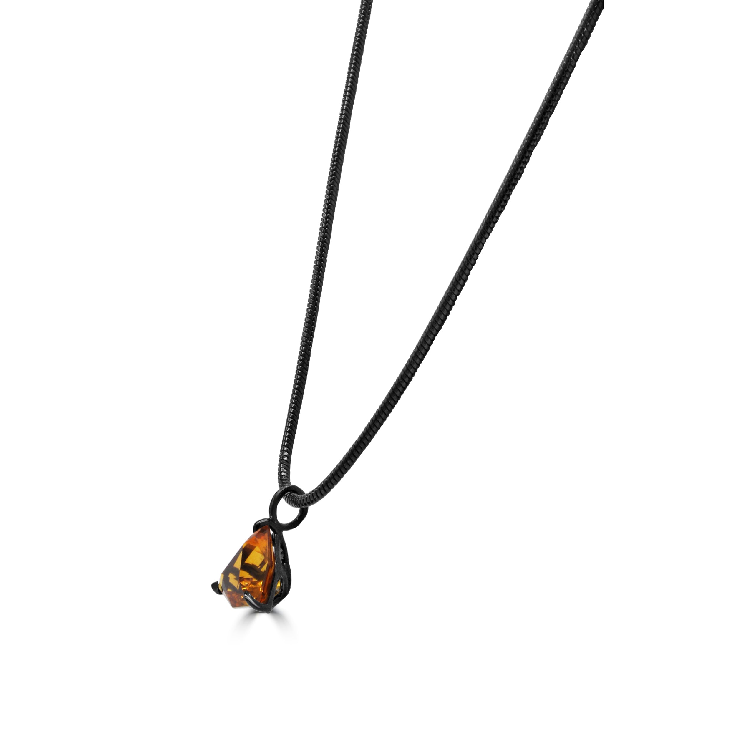 Citrine Orange Shield with Black Ceramic Chain