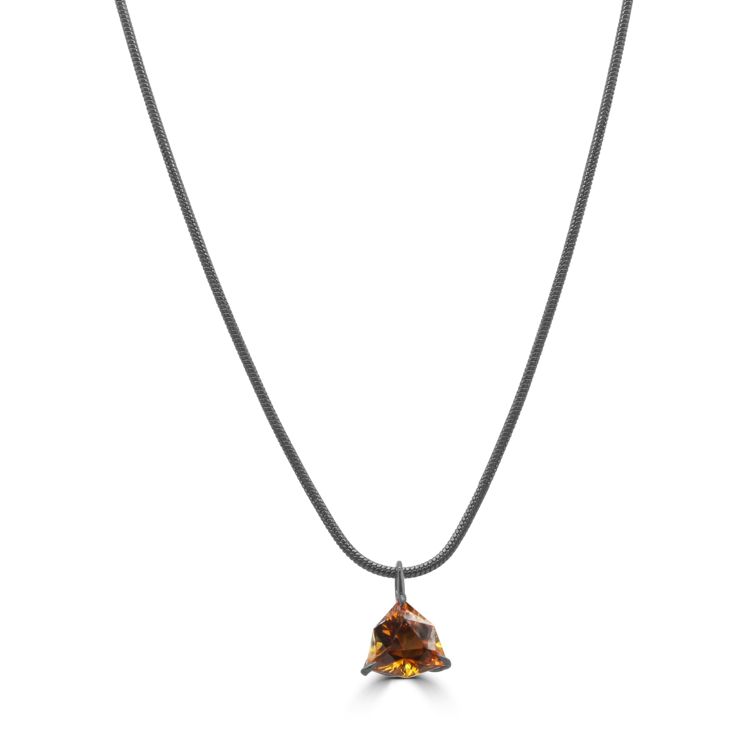 Citrine Orange Shield with Black Ceramic Chain