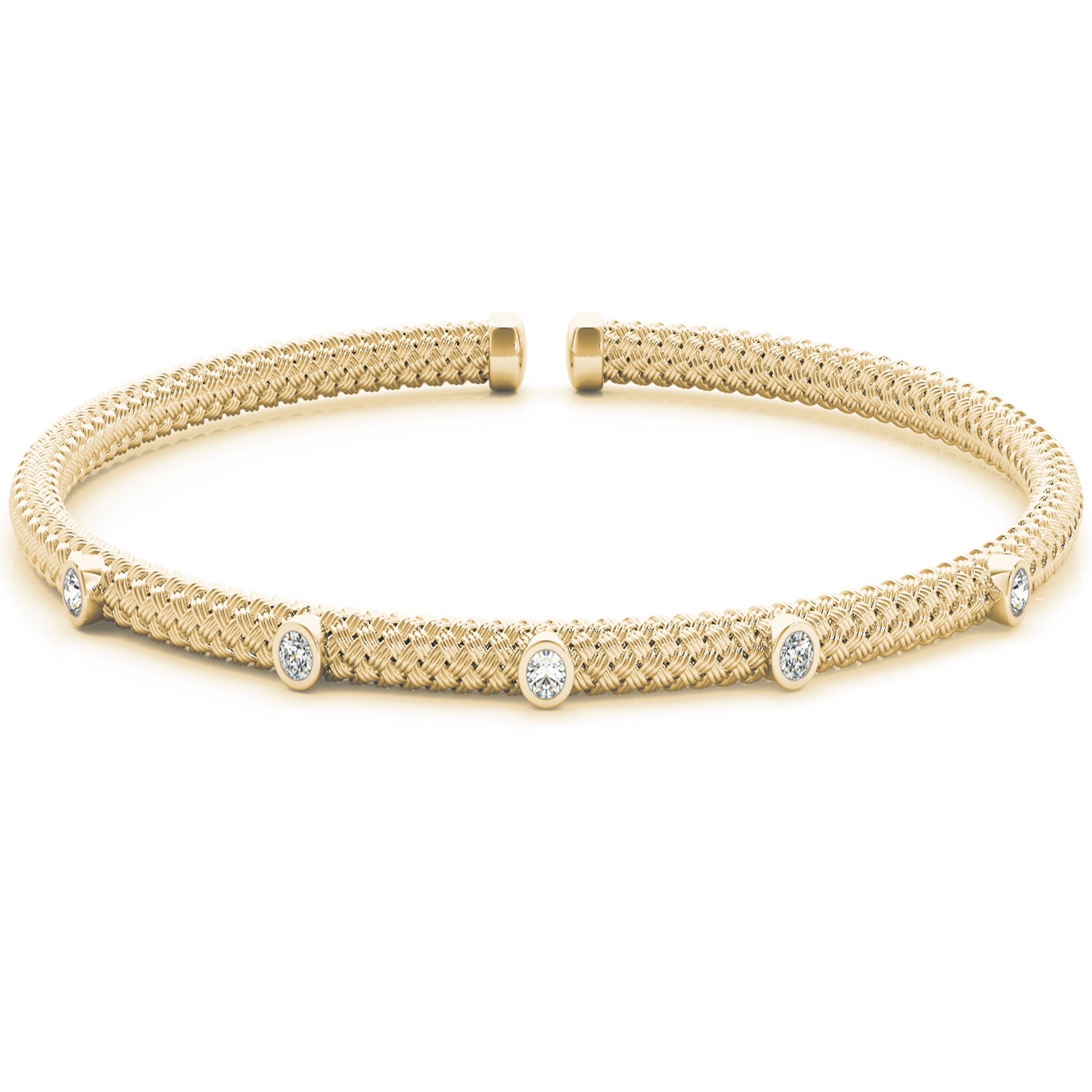 Italian Made Mesh Bangle with Diamonds