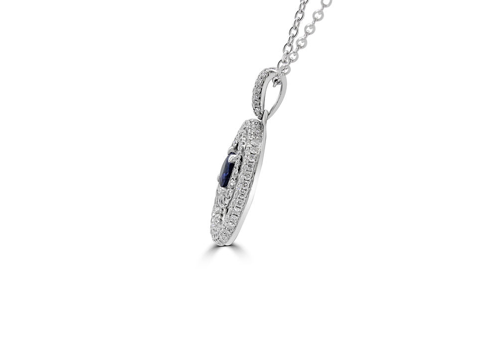 sapphire diamond pendent, side view