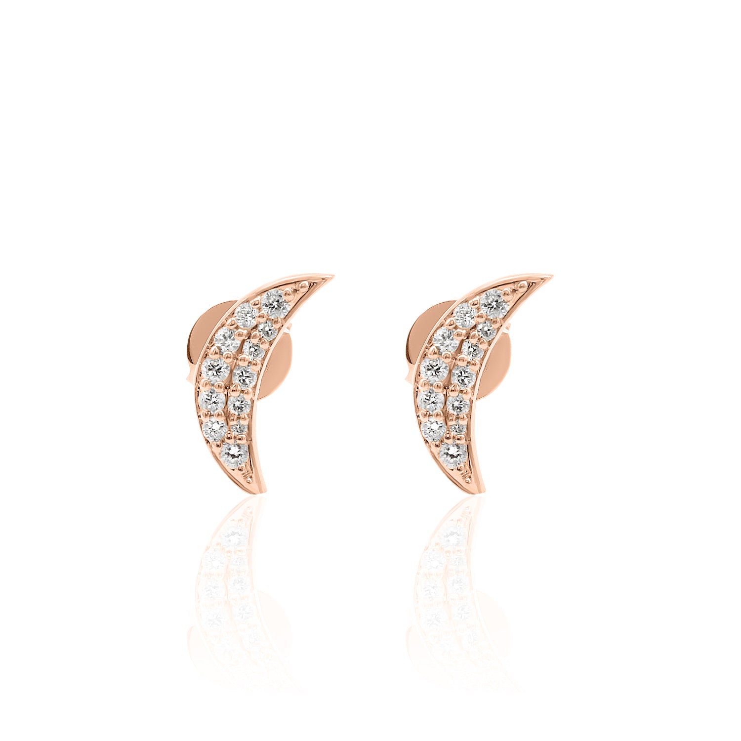 Crescent Moon diamond earrings. rose gold