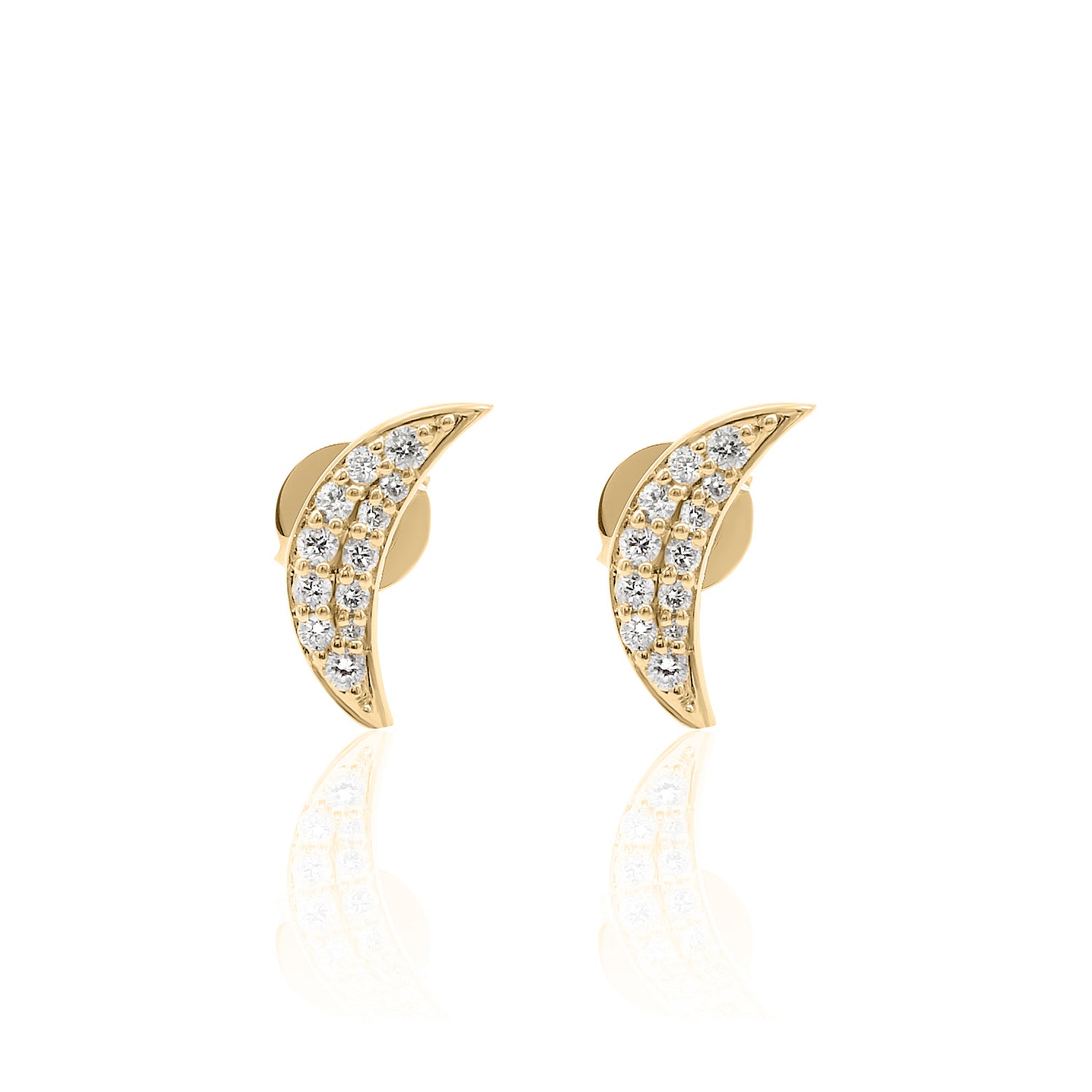 Crescent Moon diamond earrings yellow gold