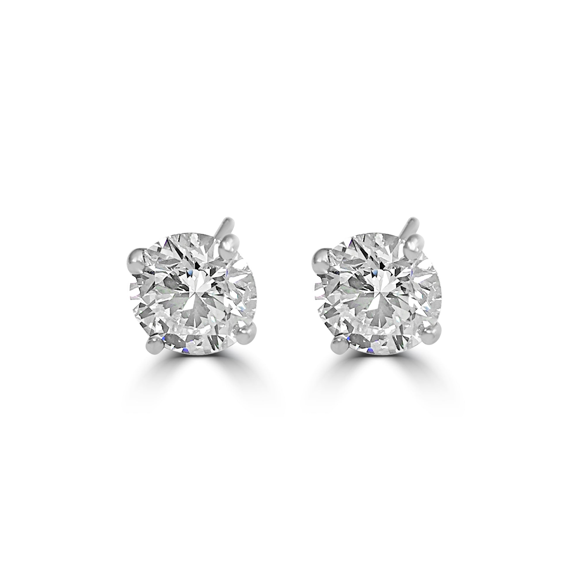 4 prong diamond earrings on white gold
