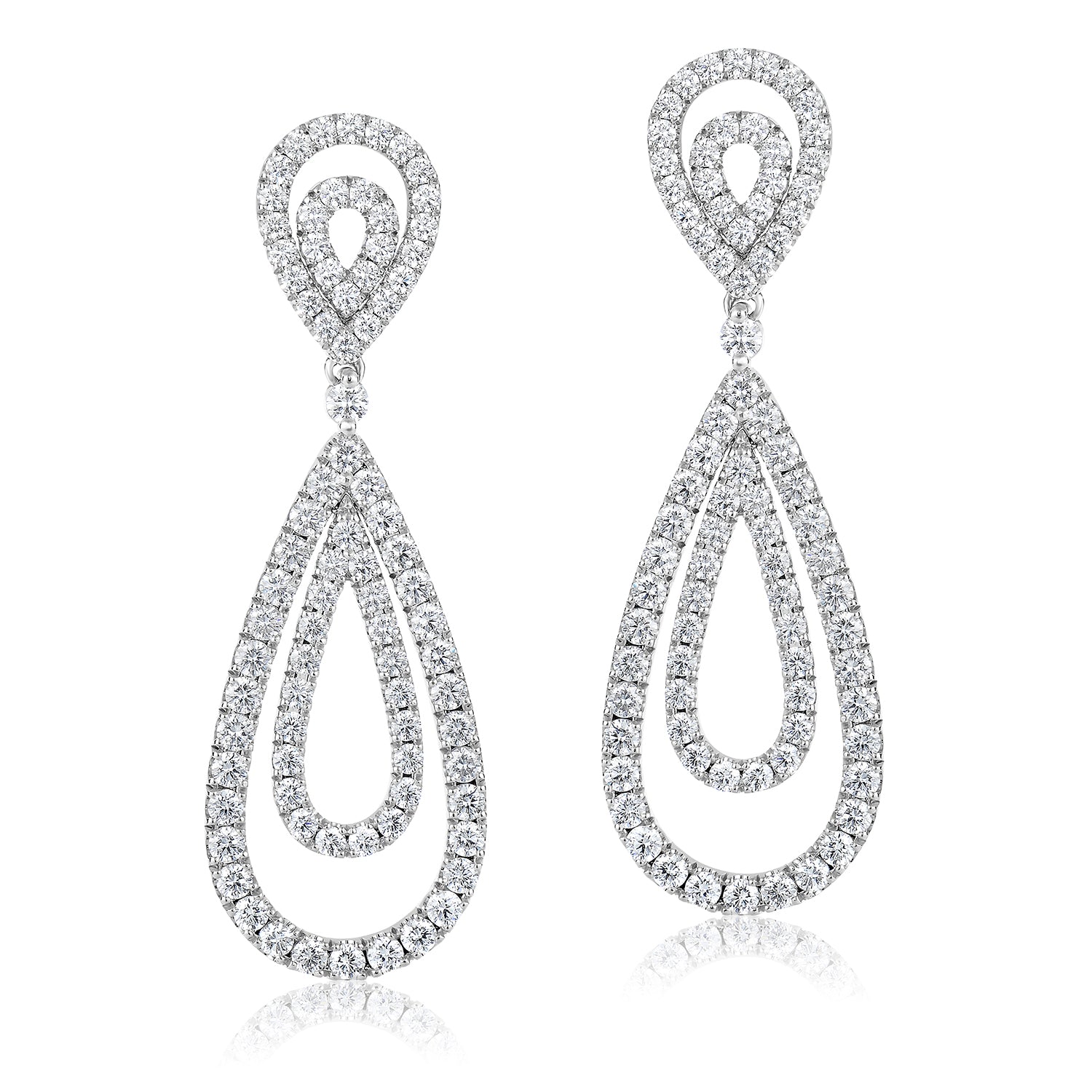 diamond double pear shape earrings